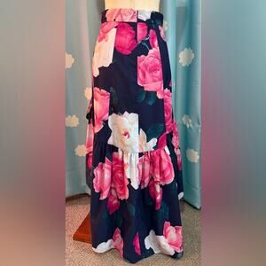 Eliza J high low silky ruffle floral skirt- 2